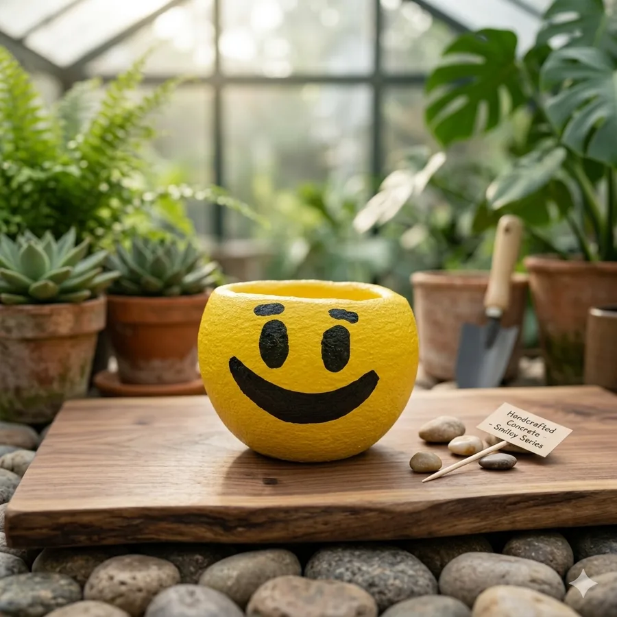 Maceta emoji chica sonriente