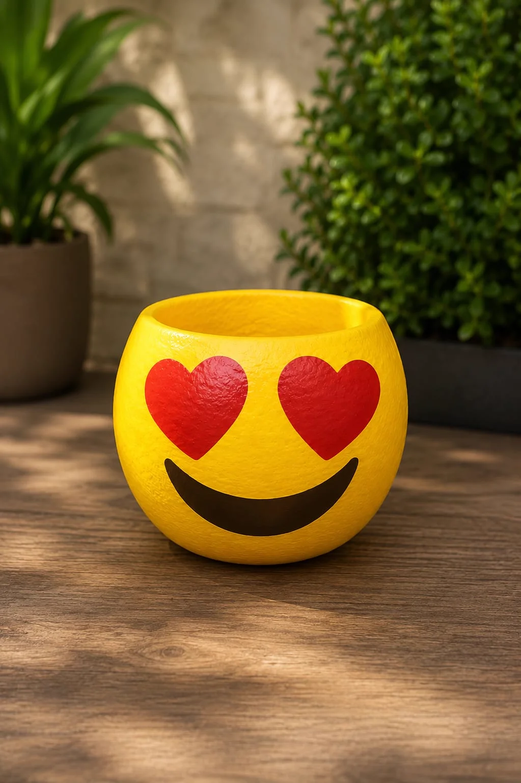 Maceta emoji grande con corazones